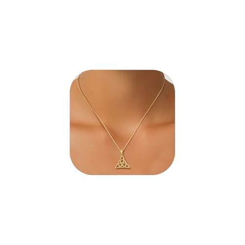 Image of PROSILVER Gold Plated Necklace for Women - Celtic Knot Triquetra Pendant with Adjustable Chain S925 Sterling Silver Celtic Infinity Love Jewelry with Gift Box