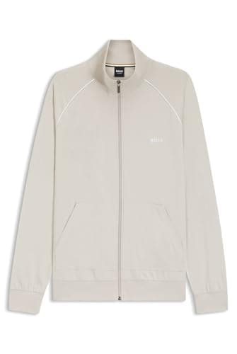 Image of BOSS Mens Mix&Match Jacket Z Zip-up jacket in stretch cotton with embroidered logo