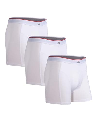 Image of DANISH ENDURANCE Bamboo Boxer Shorts for Men, Soft Antibacterial Pants, Optional Open Fly, 3 Pack, White, M