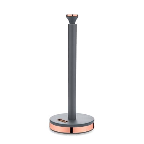 Image of Tower T826133GRY Cavaletto Towel Pole Kitchen Roll Holder with Soft Underliner, Grey and Rose Gold