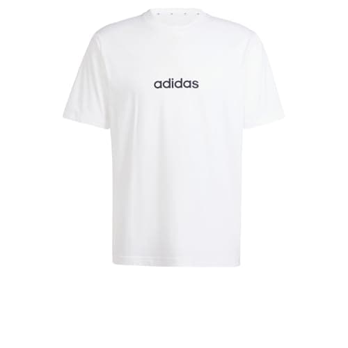 Image of adidas Men's Essentials Linear Single Jersey TEE, White/Black, L
