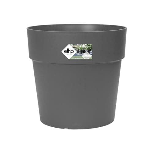 Image of elho Vibia Straight Round 30 - Flower Pot for Outdoor - 100% Recycled Plastic - Ø 29.3 x H 28.0 cm - Black/Anthracite