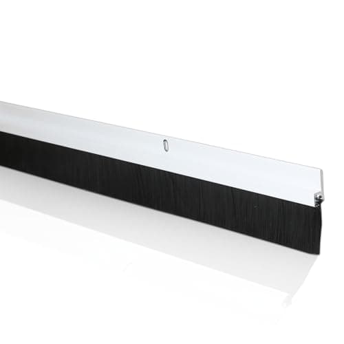 Image of Stormguard Garage Door Brush Strip Draught Excluder, 1067 x 2 Brushes - 2134mm (7ft), White – Weatherproof Barrier for Bottom of Doors, Blocks Draughts, Dust, Leaves & Pests, Easy Install with Fixings