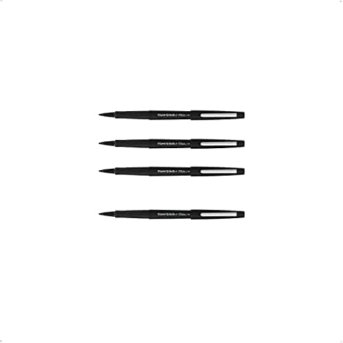 Image of Papermate Flair Original Felt-Tip Pens Medium 1.0mm Tip 0.8mm Line Pack of 4 Ink Colour Black