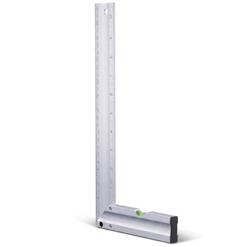 Image of Aluminum Try Mitre Square, 90 Degree Engineers Square, Right Angle Steel Ruler With Spirit Level, Aluminum Set Framing Square Carpentry, for Woodworking Carpenters