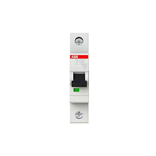 Image of ABB S201M-C20 Miniature Circuit Breaker, 1 Pole, Type C, 10kA/15kA Breaking Capacity, 20 Amp Current (2CDS271001R0204)