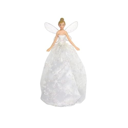 Image of Gisela Graham : Christmas Decoration : Silver Glitter Tree Top Fairy, ONE, JNS_473068