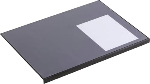 Image of Durable Desk Mat with Edge Protector in Black | 65 x 50 cm | Pack of 1 | Includes Self-Adhesive Strips for Easy Attachment to Desk