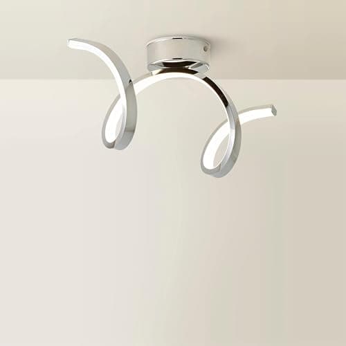 Image of ValueLights | Chrome Single Twist Ceiling Light Integrated LED Living Room Light Fitting - IP44 Bathroom | Bathroom, Home Décor & Improvement Essential | Mains Wired