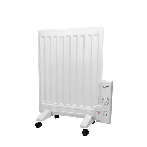 Image of AMOS® 400W Energy Efficient Free Standing Oil Filled Panel Radiator with Adjustable Temperature Thermostat Compact Slim Home Office Electric Heater