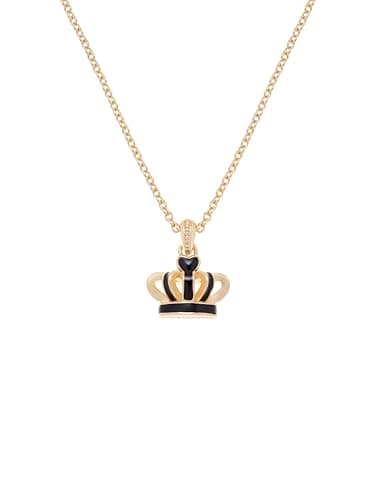 Image of Juicy Couture Enamel Icon Crown Pendant Necklace for Women (Gold/Black)