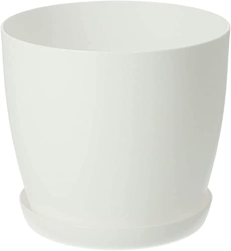 Image of B2C Flower Pots 6 Colours 8 sizes Matt Plastic Plant Pots Planter + Saucer Tray Deco (White Matt, 30 cm)