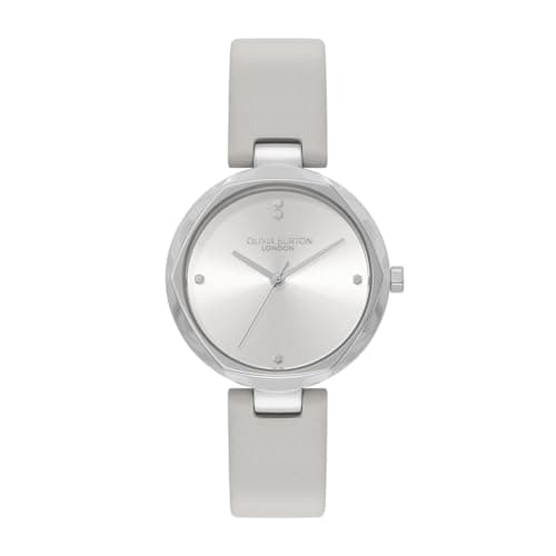 Image of Olivia Burton Three Hand Quartz Movement Watch for Women Dimension Collection with Earl Grey Leather Strap - 24000262