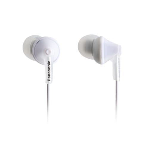 Image of Panasonic RP-HJE125E-W ErgoFit Wired Earbuds, Canal-Type In-Ear Headphones, Custom-Fit Earpieces, 1.1m Cord, 3.5mm Jack, White