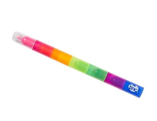 Image of Tinc Large Stacking Highlighter Pen | Stackable Buildable highlighter with 7 colours | Party Bag Stacking chisel tip highlighter, BIGHLTMU
