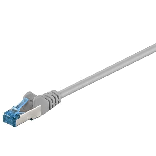 Image of Goobay 92688 CAT 6a Patch Cable, Ethernet Cable, Double Shielded, S-FTP up to 10,000 Mbits, 500 Mhz, Halogen-Free Copper Cable, RJ-45 Plug, Gold-Plated Contacts, 3 m, Grey