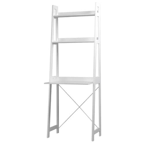 Image of URBNLIVING Verona Ladder Work Desk 2 Shelves Wooden Bedroom Computer Table Office Storage Free Standing (White)