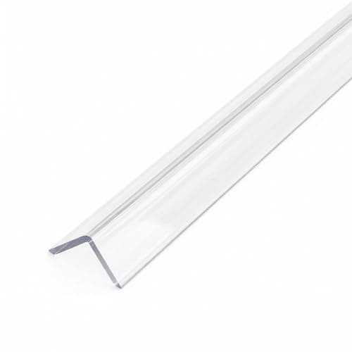 Image of Clear uPVC Plastic Rigid Corner Trim 1 Metre Length – 20mm 90 Degree Angle Edge Protector for Walls, Panels & Corners – Strong Durable PVC – Size 20mm – Pack of 1