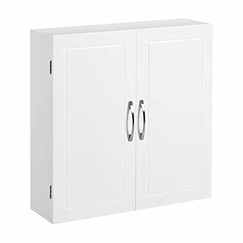 Image of VASAGLE Bathroom Wall Cabinet, Wall-Mounted Bathroom Storage Cabinet, 18 x 60 x 60 cm, Medicine Cabinet with Adjustable Shelves, Cloud White BBC320W01