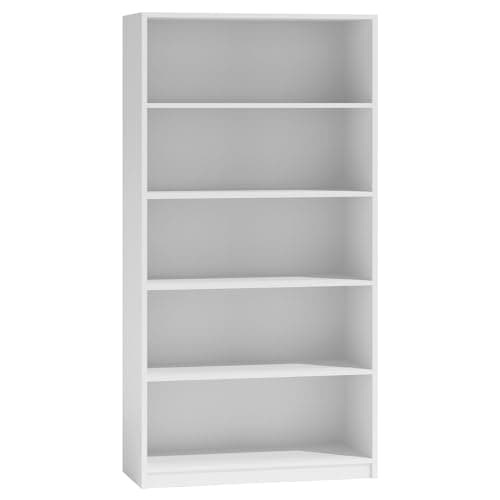 Image of WHATSIZE ENTERPRISE 5 Tier Bookcase White, Tall Freestanding Book Shelf for Living Room, Study and Bedroom, Wooden Shelving Unit Book Case (80cm L x 30cm W x 182cm H)