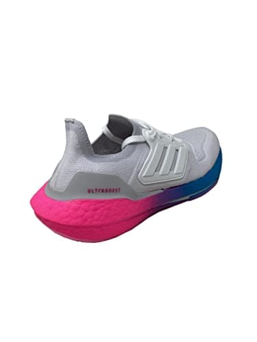 Image of adidas Women’s Ultraboost 22 Running Shoes, Footwear White/Footwear White/Pink Blue, 6.5 M US