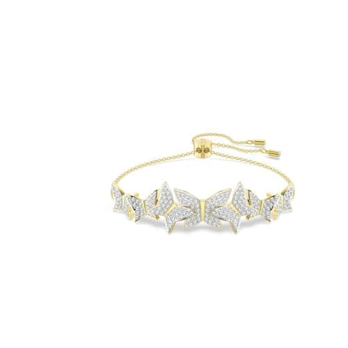 Image of Swarovski Idyllia Lilia Bracelet, Butterfly Motif with Clear Pavé Crystals in a Gold-Tone Finished Setting, Part of the Idyllia Collection
