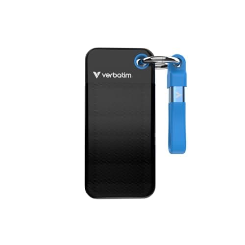 Image of Verbatim Pocket SSD, 1TB External Hard Drive, Portable Solid State Drive USB 3.2 Gen 2 for Mac, PC & Game Console, Black/Blue