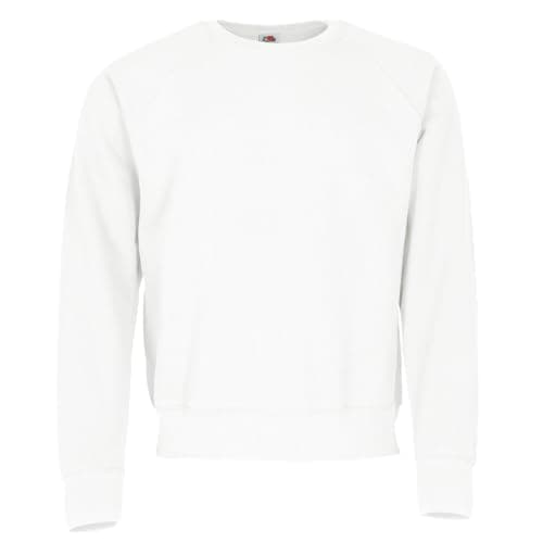 Image of Fruit of the Loom Mens Lightweight Raglan Sweatshirt (240 GSM) (XL) (White)