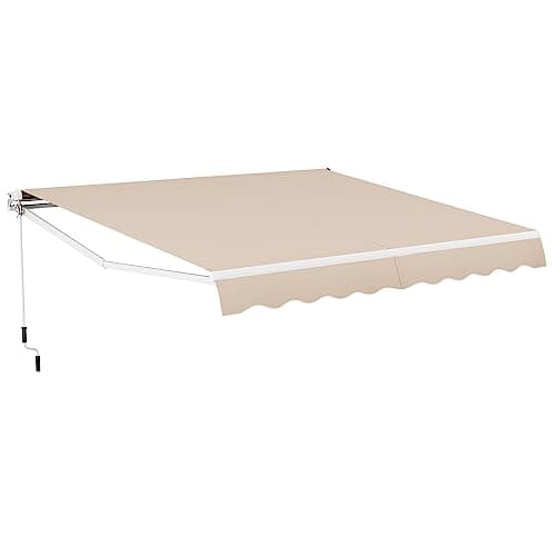 Image of COSTWAY 3 x 2.5m/3 x 3.6m Retractable Manual Awning, Anti-UV and Waterproof Garden Patio Canopy with Hand Crank, Aluminum Sun Shade Shelter for Balcony Yard(3m x 3.6m, Beige)