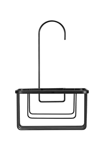 Image of Croydex Matt Black Hook Over Shower Caddy, Durable Powder-Coated Mild Steel Bathroom Accessory, Spacious Bathroom Shelves for Extra Storage, Easy Install Bathroom Storage, No Drilling Required