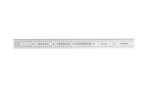 Image of PEC Tools Satin Chrome Carbon Steel 6" Flexible Machinist Rule, 1/10", 1/100", 1mm, 0.5mm Markings, Made in USA