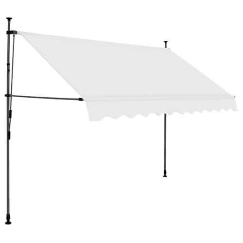 Image of vidaXL Manual Retractable Patio Awning with LED - Weather- Outdoor Shade - Cream Fabric (100% polyester) with PU coating, Steel Frame - 300 cm Width