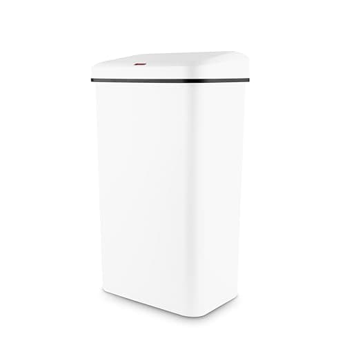 Image of Tower Rectangular Sensor Bin with Bin Liner Retainer Ring, 50L, White