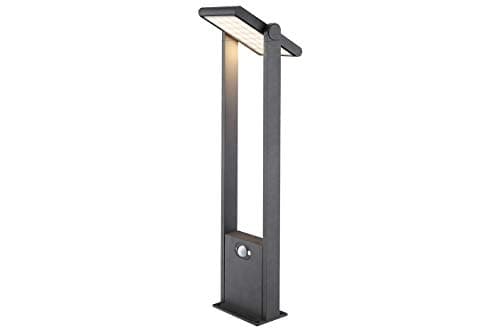 Image of 4lite Outdoor LED Adjustable Solar Bollard Light with PIR Sensor IP54 165lm Die-Cast Aluminium Graphite - Cool White