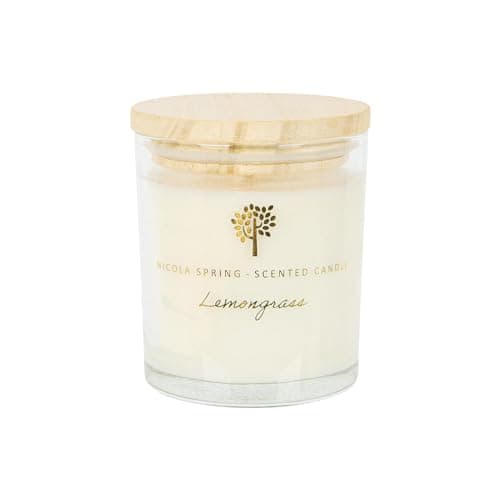Image of Nicola Spring Lemongrass Scented Candle - 130g - 21 Hour Burning Time Natural Soy Wax Single Wick Candles Relaxing Fragrance Aromatherapy Gift Set