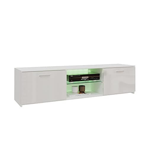 Image of Panana 1600mm TV Stand Unit Cabinet Stand Two Doors Sideboard with RGB LED Lights for TVs 22inch to 65inch (White)