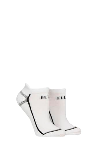 Image of ELLE Ladies Sports Trainer Socks Pack of 2 (UK, Numeric, 4, 8, Regular, Regular, Plain White)