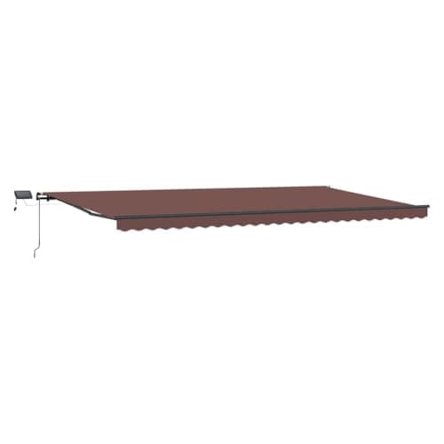 Image of vidaXL Manual Retractable Awning with LEDs - 600x300 cm - Brown Powder-Coated Aluminium Frame - Adjustable Angle & Height - Polyester Fabric with UV Protection for Patios, Balconies, Yards