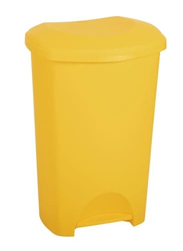 Image of Addis 50 Litre Yellow Medical Clinical Recycling Commercial Utility Waste Trash Pedal Bin, Colour