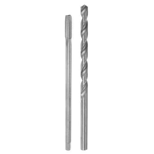 Image of TOP-VIGOR Tap & Bit Sets, M8 x 1.25 H2 Straight Flute Machine Thread Milling Tap 150mm Extra Long, 8mm High Speed Steel (HSS) Twist Drill Bit for DIY, Repair, Cutting External and Internal Thread