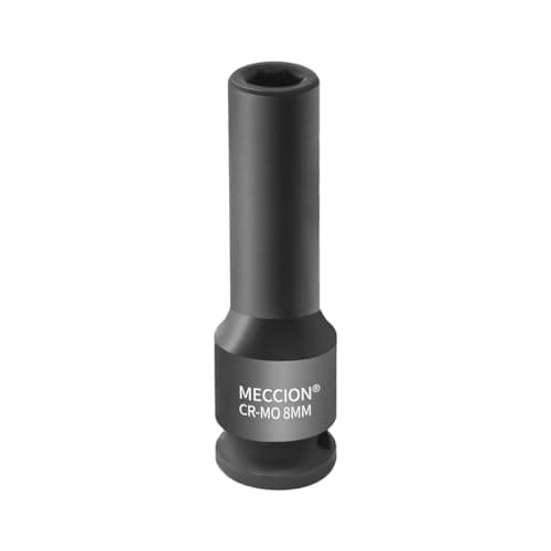 Image of Meccion 3/8 Inch Drive Impact Socket 8mm Heavy Duty Cr-Mo 6 Point Deep Socket, 63mm Length