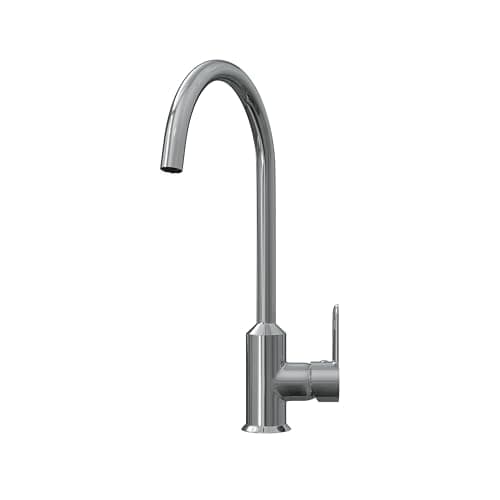 Image of Flode Entice Cold Start Kitchen Mixer Tap – Chrome – Contemporary High Arc Swivel Spout Sink Mixer – Single Lever Monobloc