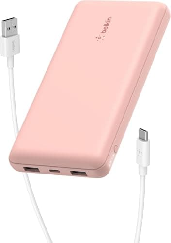 Image of Belkin USB-C Power Bank (10,000 mAh, 1 USB-C Port and 2 USB-A Ports for Charging iPhone, AirPods, iPad, Android or other devices up to 15 W) - Rose Gold