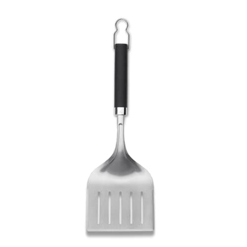 Image of Weber Premium Turner - Wide, (45cm), made of stainless steel, 3-sided angled edge for easy and precise turning, comfort grip, dishwasher safe - Black/Silver (6762)