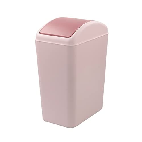 Image of Parlynies 15 L Swing Top Trash Can for Home Office School Bathroom, Rubbish Dustbin Plastic Small Waste Bin (Pink)