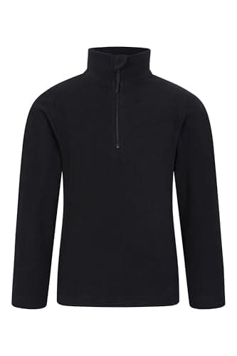 Image of Mountain Warehouse Camber II Kids Half-Zip Fleece - Lightweight & Breathable Microfleece Sweatshirt For Boys & Girls - For Spring Summer, Outdoors & Travelling Jet Black Kids Size 9-10 Years