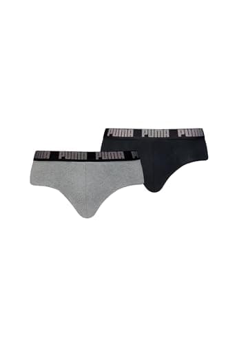 Image of Puma Men's Puma Basic Men's Briefs (2 Pack) Boxer briefs Not Applicable, Dark Gray Melange/Black, M