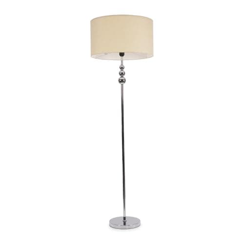 Image of ValueLights | Silver Chrome Stacked Ball Single Stem Standing Floor Lamp with Natural Drum Shade | Floor Lamps & Torchieres, Home Décor & Improvement Essential