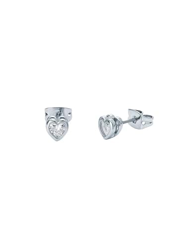 Image of Ted Baker Harmony Mini Crystal Heart Stud Earrings for Women (Silver/Crystal)