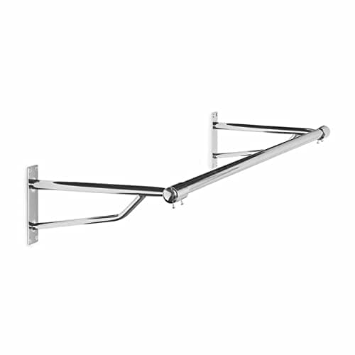 Image of 2ft Long Wall Mounted Clothes Rail Chrome Garment Hanging Rack 32mm Tube